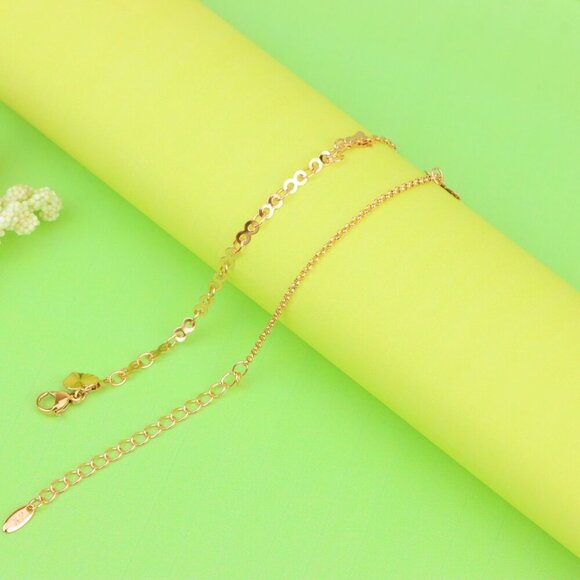 "Rose Gold Butterfly and Floral Charm Anklet, XPAL1053 - Picture 6 of 11